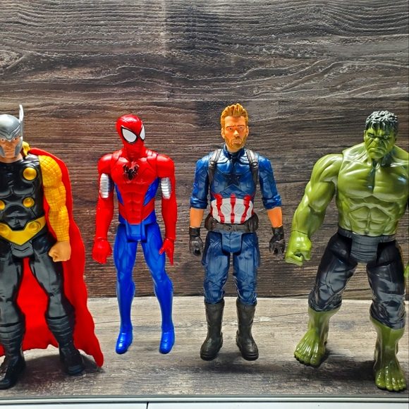 Marvel Other - Marvel Avengers 12 Inch Figure Lot Of 4 Hulf Thor Captain Spiderman